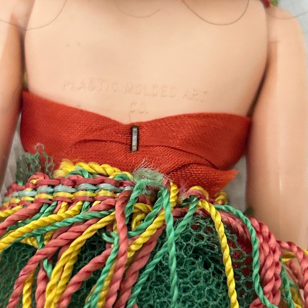 Vintage Plastic Molded Art Co Hula Girl Doll 7.5" Sleep Eyes 1950s Hawaii Tiki - Picture 3 of 5
